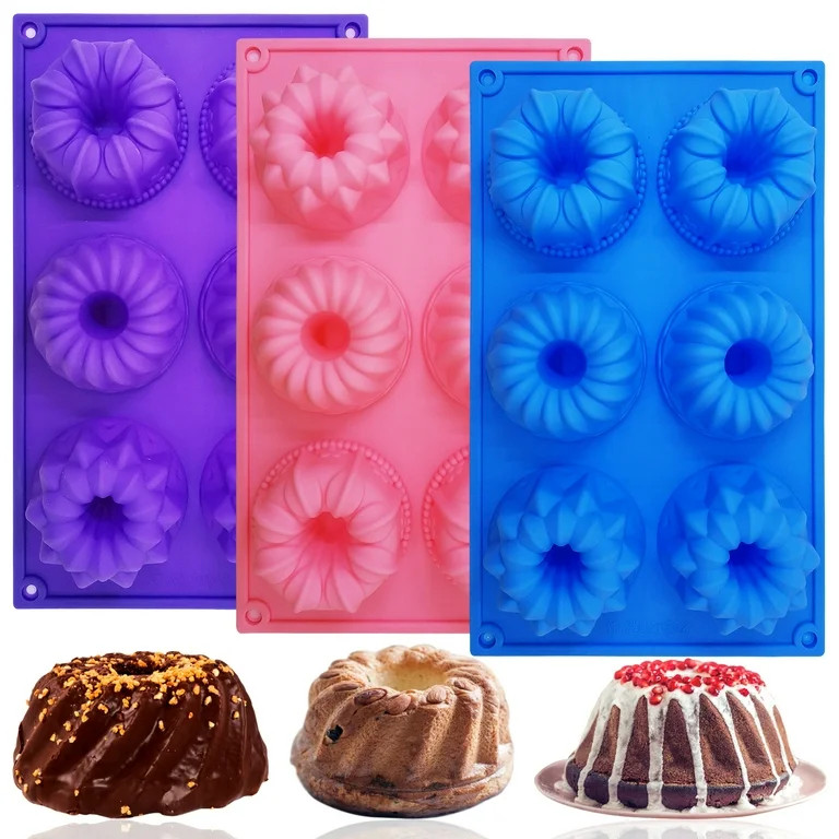 FineGood 3 PCS Silicone Cake Molds, Bundt Mold Doughnut Maker Silicone Baking Tray Cupcake Muffin... | Walmart (US)