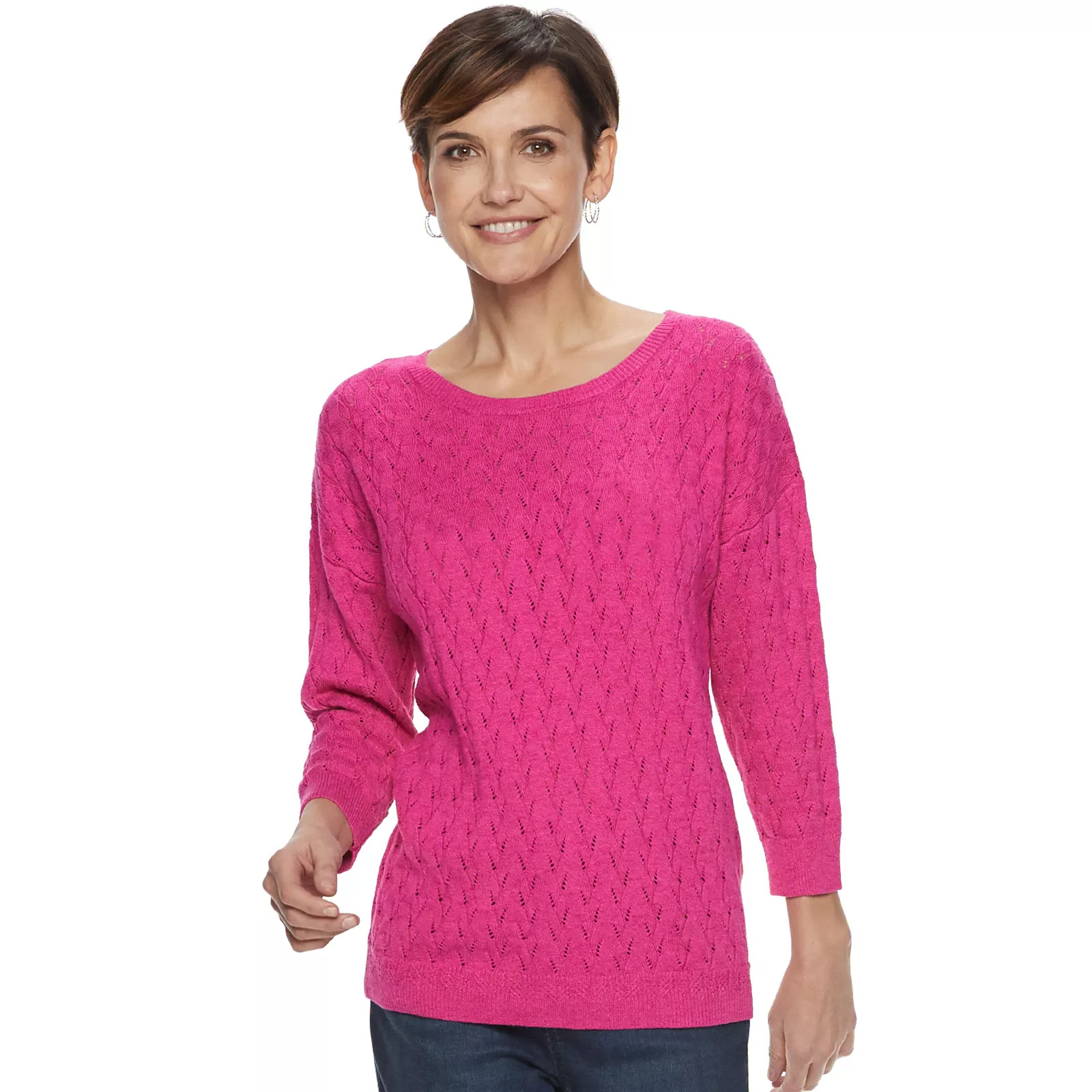 Women's Croft & Barrow Textured Dolman Sweater, Size: XS, Med Pink | Kohl's