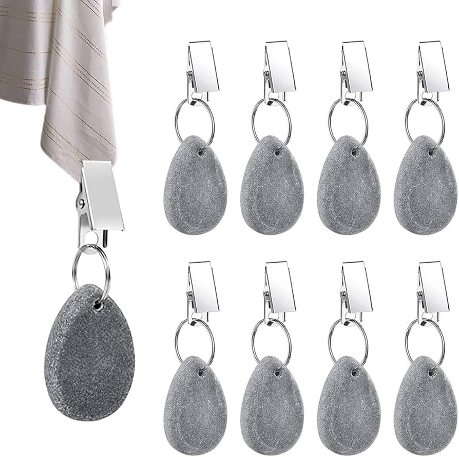 8pcs Tablecloth Weights Tablecloth Pendant Stone Table Cover Weights Hangers with Metal Clips (Dr... | Amazon (US)