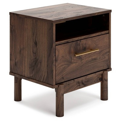 Calverson Nightstand Brown/Beige: Industrial Bedside Table with Storage, Metal Glides - Signature Design by Ashley | Target