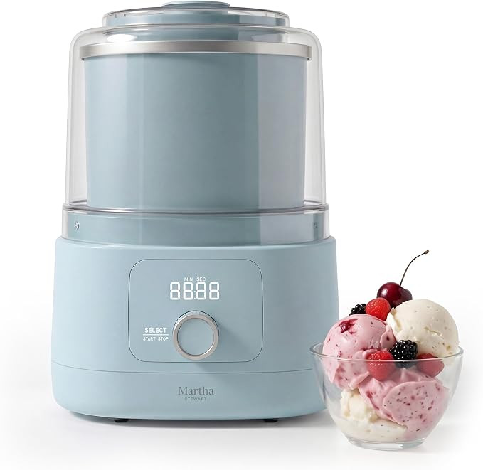 Martha Stewart Ice Cream Maker, 2 Quart Double-Insulated Freezer Bowl, Sorbet & Frozen Yogurt, Re... | Amazon (US)