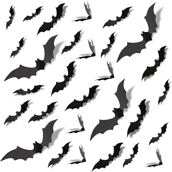 LUDILO 120pcs Halloween Bats Decorations Halloween Wall Decorations Bat Stickers Wall Decals PVC 3D  | Amazon (US)