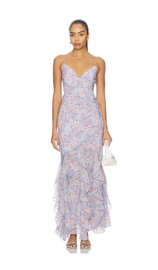 For Love & Lemons Elea Maxi Dress in Blue. - size M | Revolve Clothing (Global)