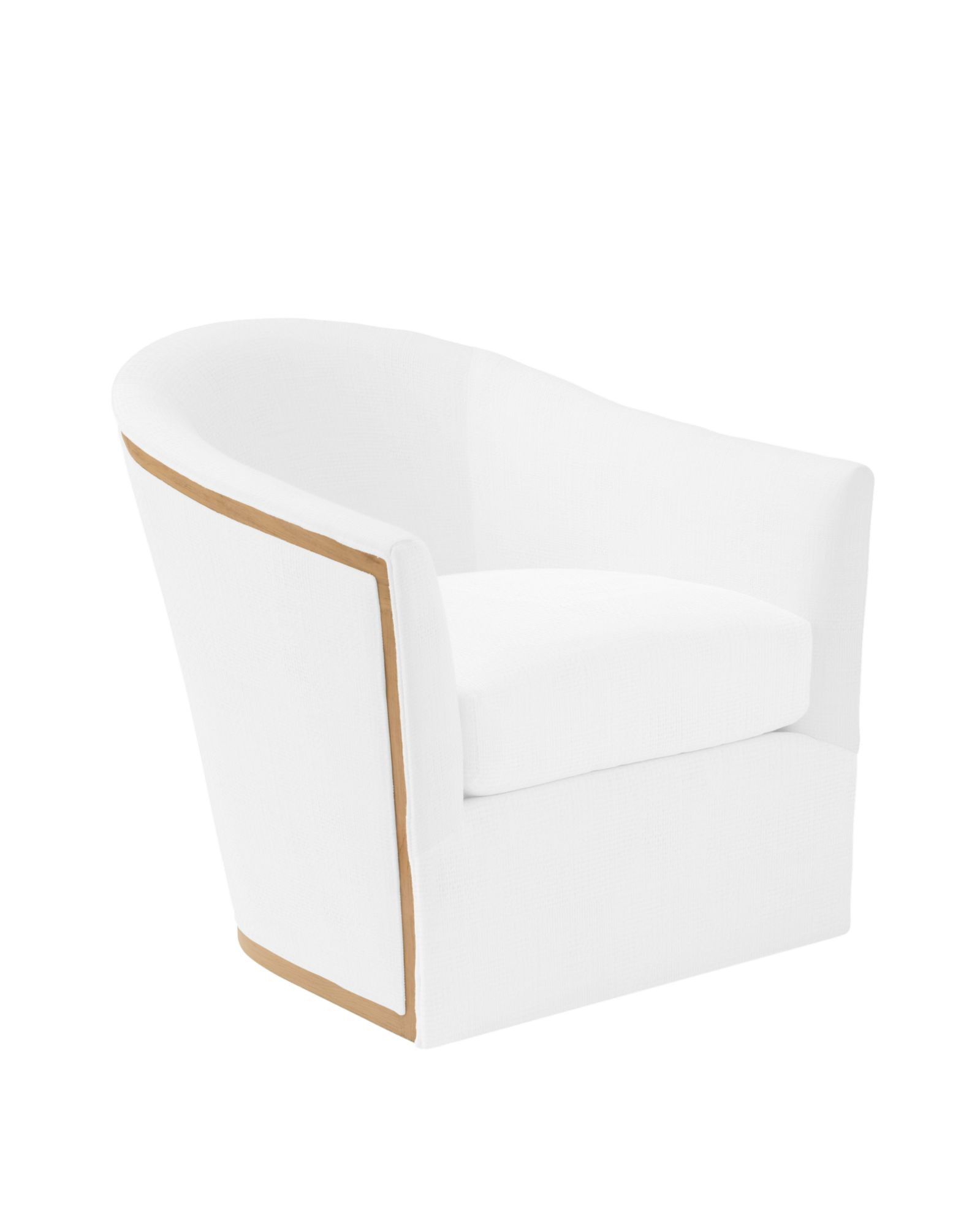 Provence Swivel Chair with Wood Border | Serena and Lily