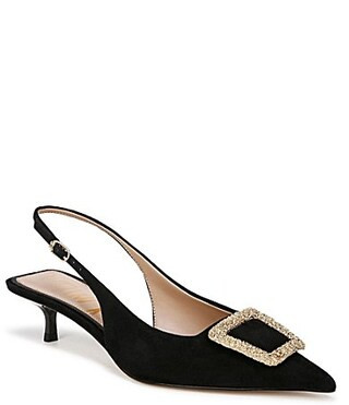 Sam Edelman Kammie Suede Buckle Embellished Point Toe Slingback Pumps - 11 | Dillard's