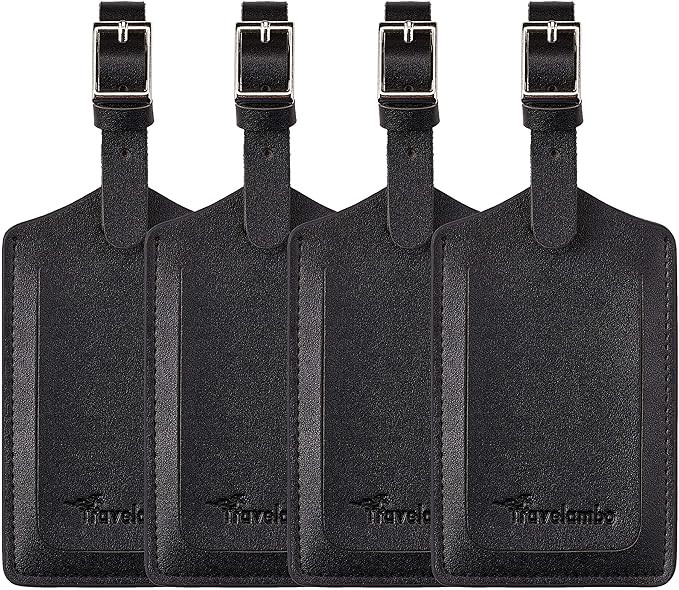 Travelambo Luggage Tags for Suitcases PU Leather Travel Tags Bag Tags Privacy Protection Travel E... | Amazon (US)