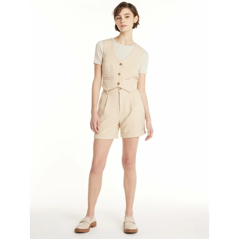 Madden NYC Women's Juniors Suiting Vest and Short Set | Walmart (US)