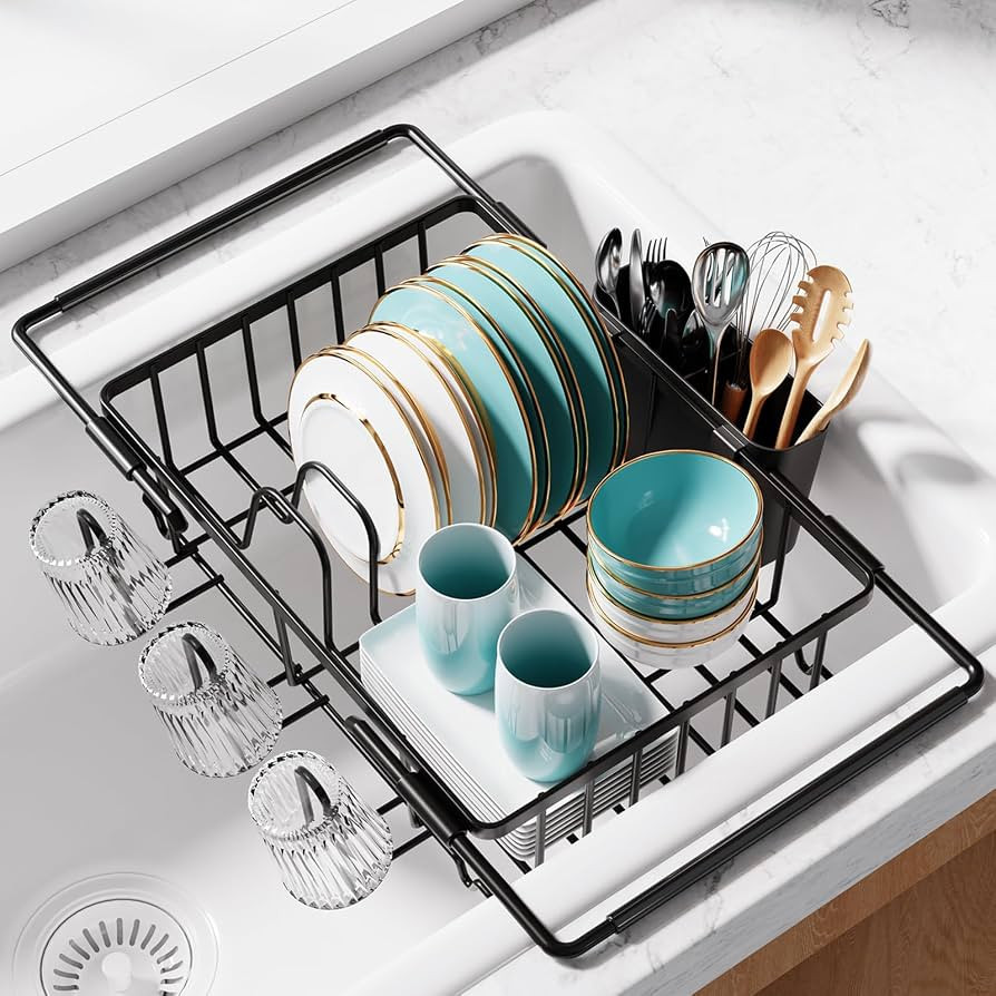 Sakugi Dish Drying Rack in Sink - Expandable Stainless Steel Dish Rack Over the Sink, Kitchen Sin... | Amazon (US)