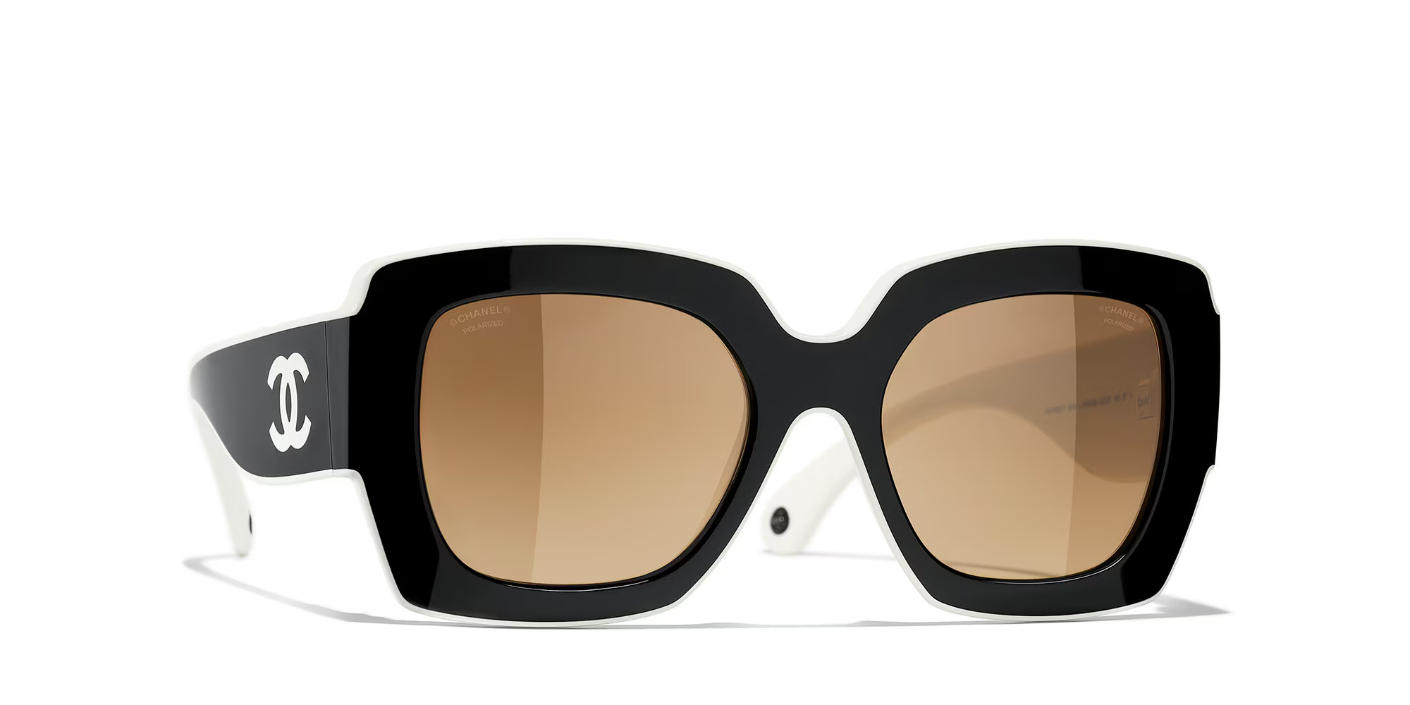 Chanel Woman Sunglass Square Sunglasses CH6059 - Frame color: Black & White, Lens color: Beige | Sunglass Hut EU
