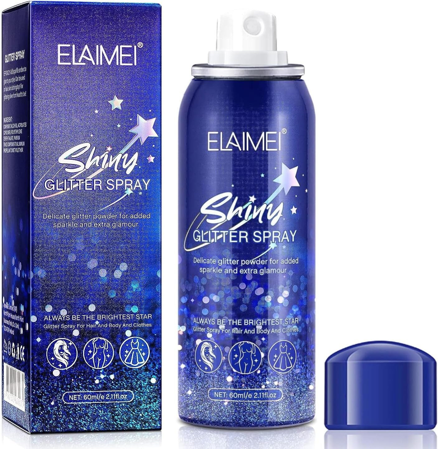 Glitter Spray for Hair and Body, Body Glitter Hairspray for Clothes, Music Festival Face Glitter ... | Amazon (US)