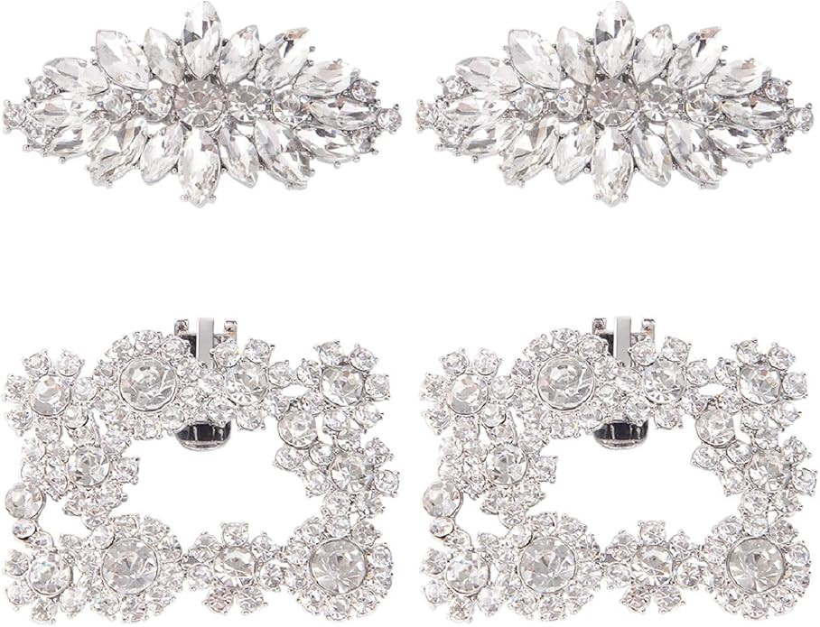 kilofly Elegant Rhinestone Crystal Metal Shoe Clips Wedding, Set of 2 Pairs | Amazon (US)