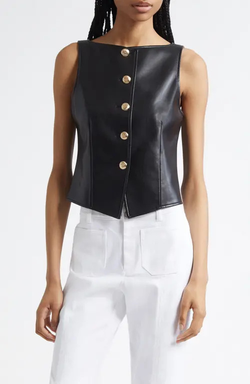 Cinq à Sept Camen Faux Leather Vest in Black at Nordstrom, Size Xx-Small | Nordstrom
