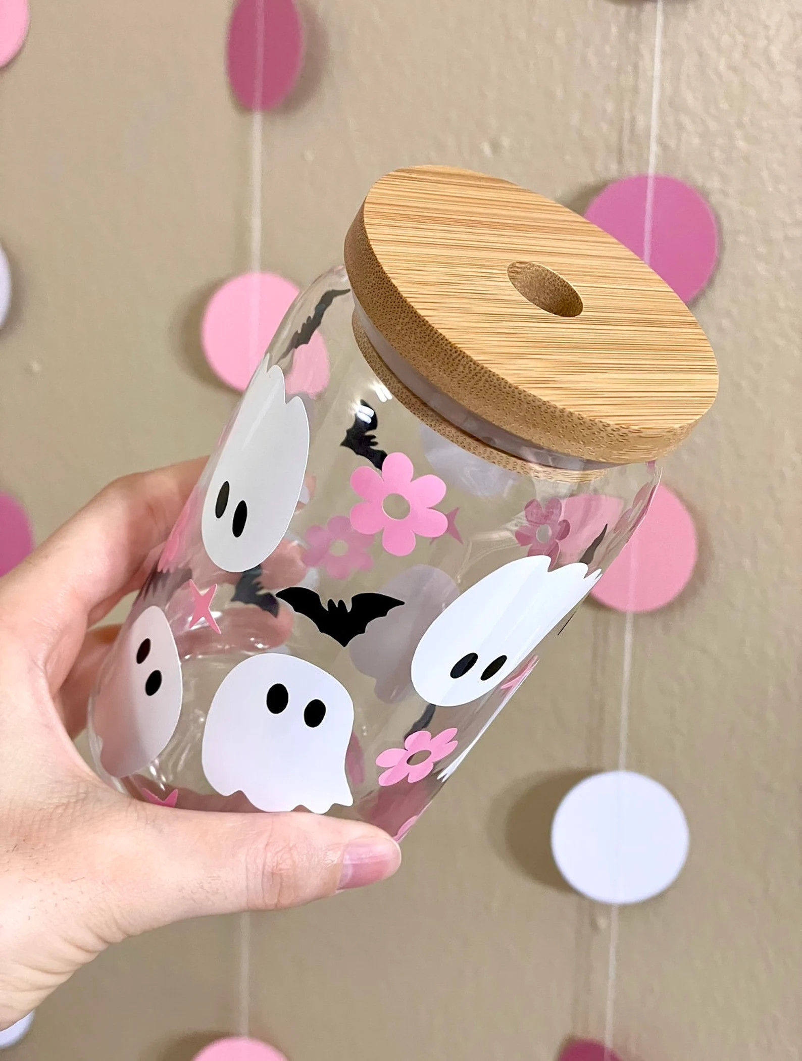 Cute Ghosties Cup 16oz Libbey Can Glass Halloween Coffee Glass Ghost Cup Pink Spooky Cup - Etsy | Etsy (US)