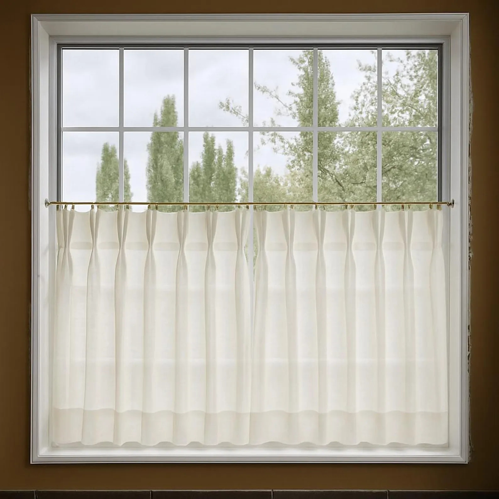 Linen Sheer Cafe Curtains | Double Pinch Pleat | Farmhouse & Country Kitchen Window Treatment.pri... | Etsy (US)