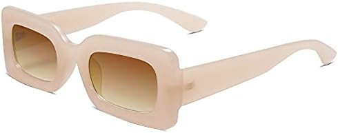 SOJOS Retro 90s Small Nude Rectangle Sunglasses Womens Mens Trendy Chunky Glasses | Amazon (US)