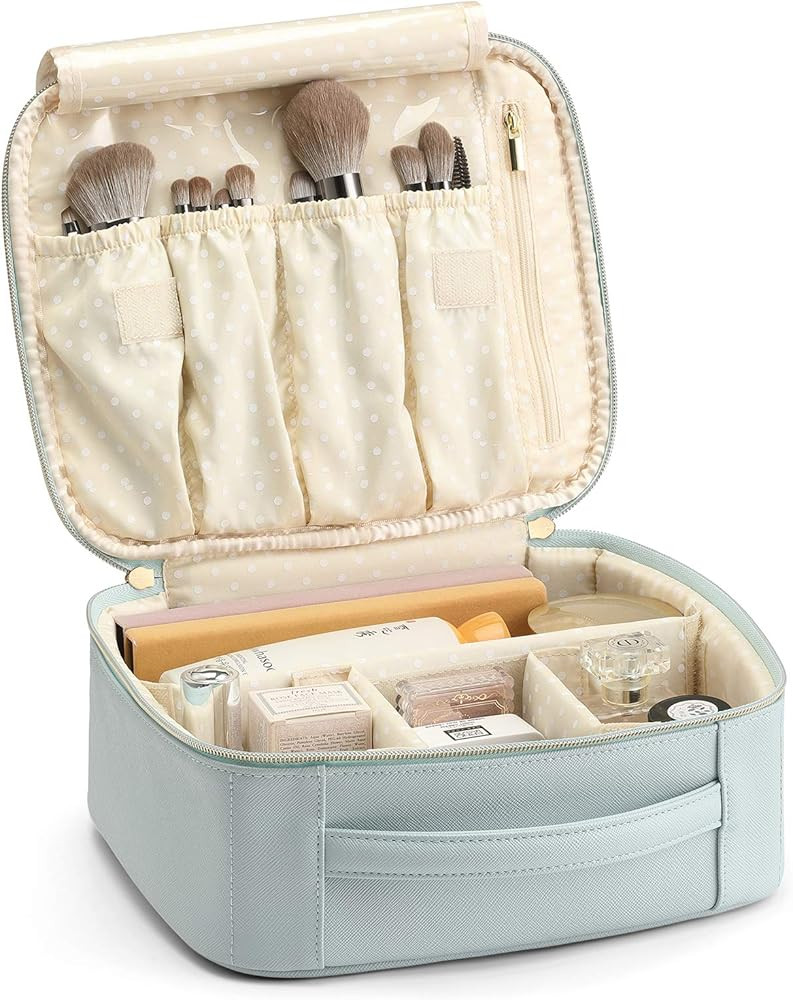 Vlando Travel Makeup Cosmetic Case Organizer Portable Storage Bag with Adjustable Dividers for Co... | Amazon (US)