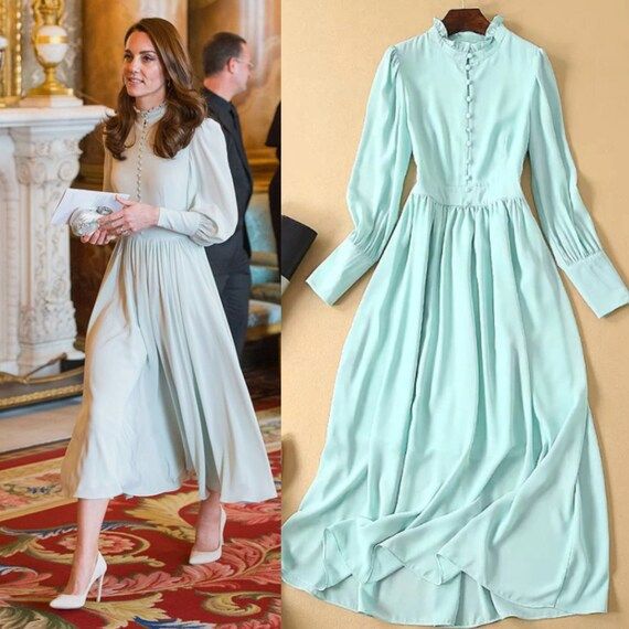 Kate Middleton Evening Midi Dress Duchess of Cambridge Mint | Etsy | Etsy (US)
