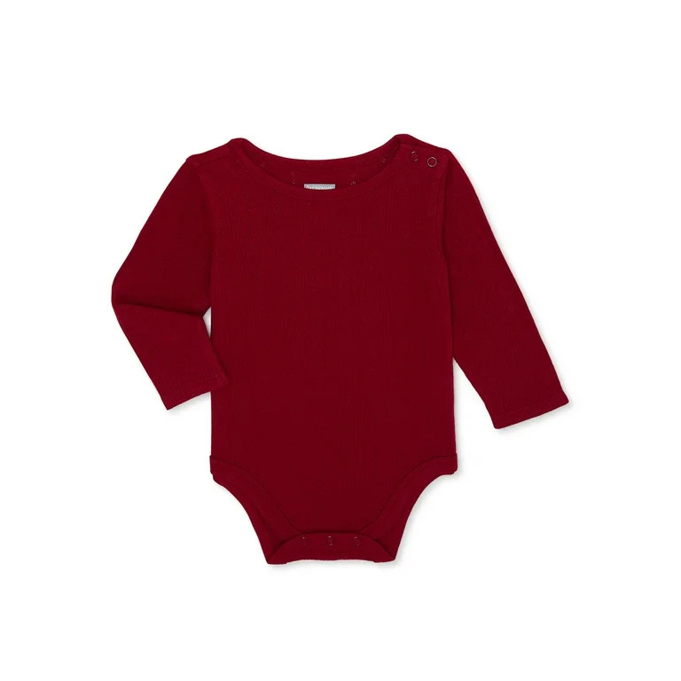 Garanimals Baby Girl Long Sleeve Pointelle Bodysuit, Sizes 0-24 Months | Walmart (US)