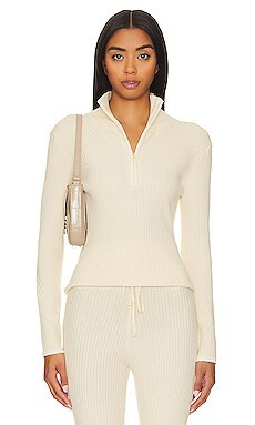 Varley Demi Half Zip Pullover in Whitecap Grey from Revolve.com | Revolve Clothing (Global)