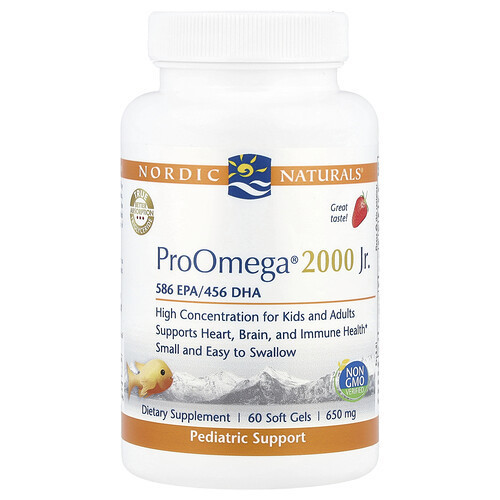 Nordic Naturals, ProOmega® 2000 Jr., Strawberry, 650 mg, 60 Soft Gels | iHerb