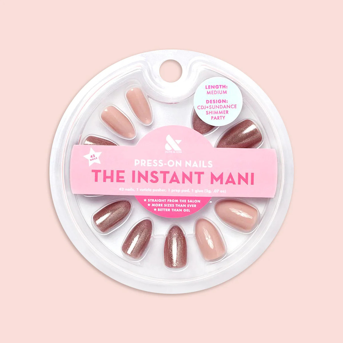 CDJ + Sundance Shimmer Accent Nail - Press-On | Medium | Almond | Olive & June