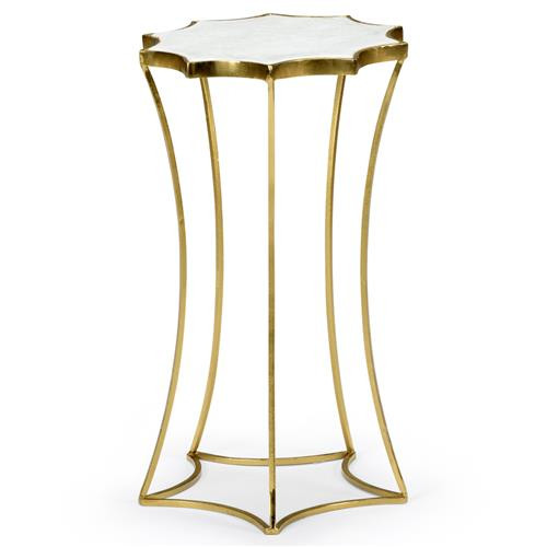 Angel Hollywood Regency Marble Top Gold Iron SideTable | Kathy Kuo Home