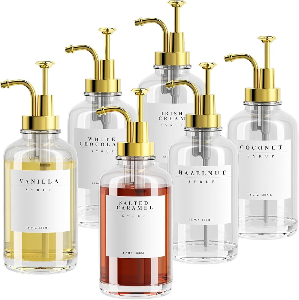 TIMIFTE Coffee Syrup Dispenser for Coffee Bar Accessories，Coffee Pump Dispenser, Glass Syrup Bo... | Amazon (US)