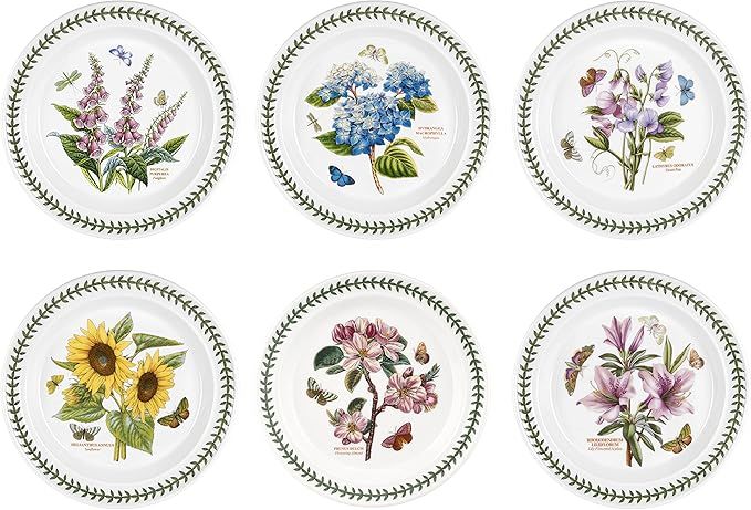 Portmeirion Botanic Garden 10.5" Dinner Plate - Set of 6 | Assorted Floral Motifs | Fine Earthenw... | Amazon (US)