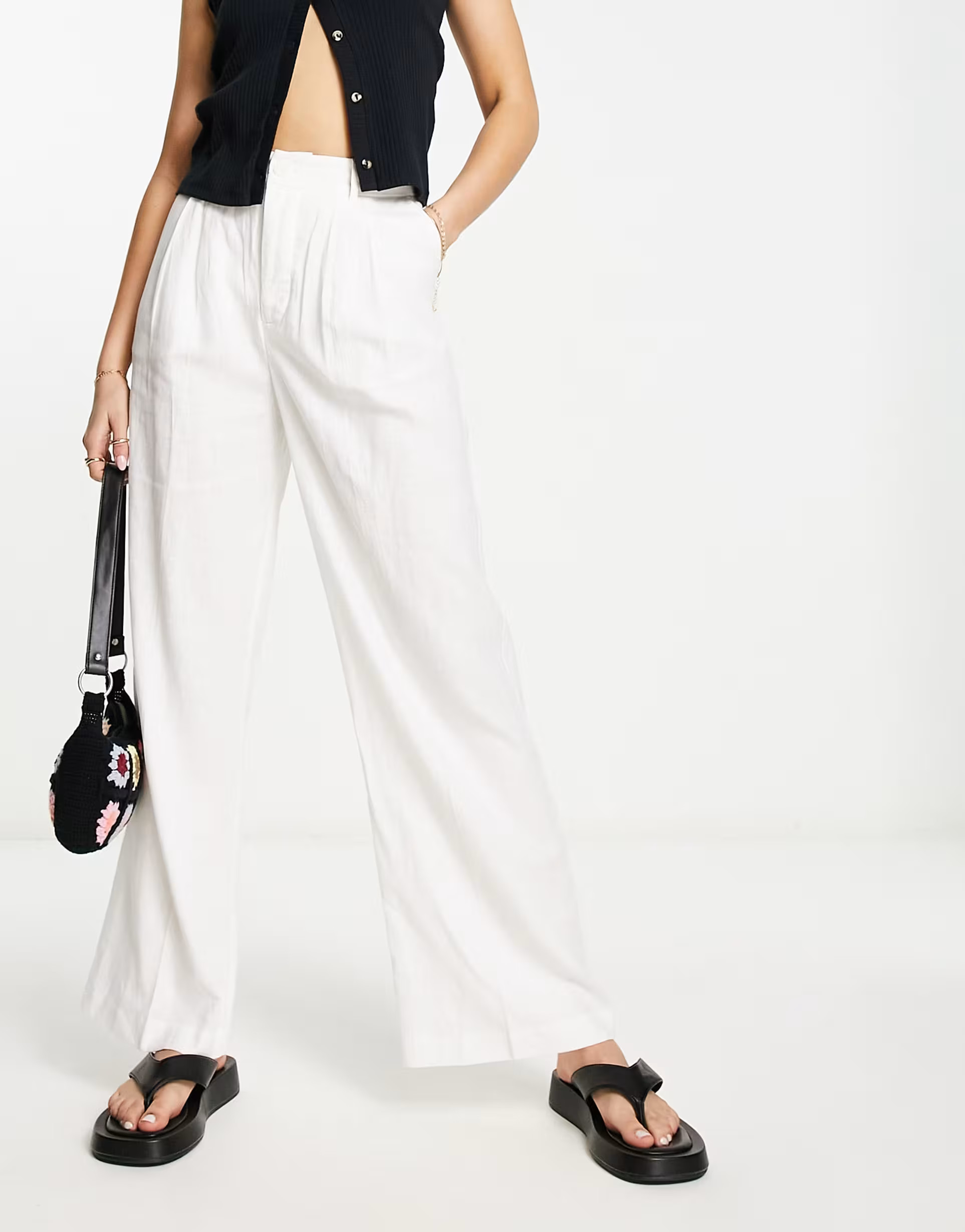 New Look - Pantalon ample en lin - Blanc | ASOS (Global)