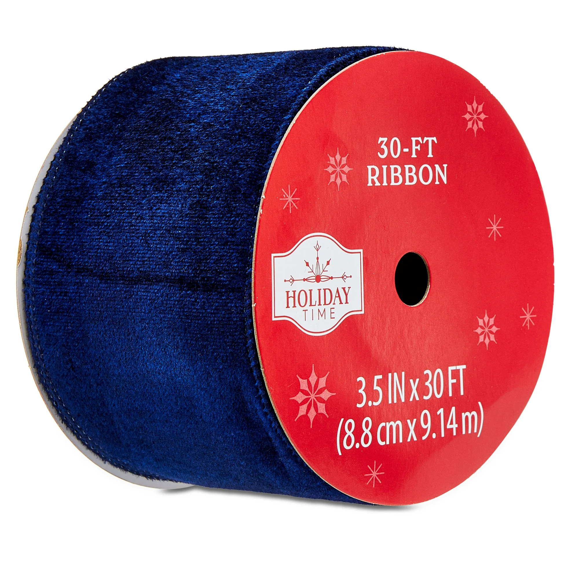 Navy Blue Velvet Christmas Ribbon, 3.5" x 30', by Holiday Time | Walmart (US)