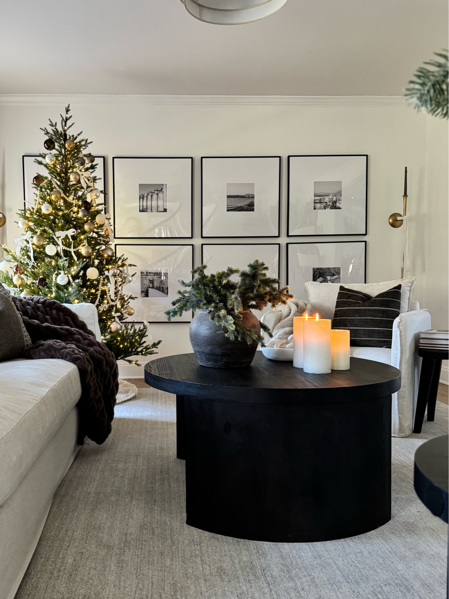Christmas tree, gallery wall, holiday living room 

#LTKHoliday #LTKSeasonal #LTKHome