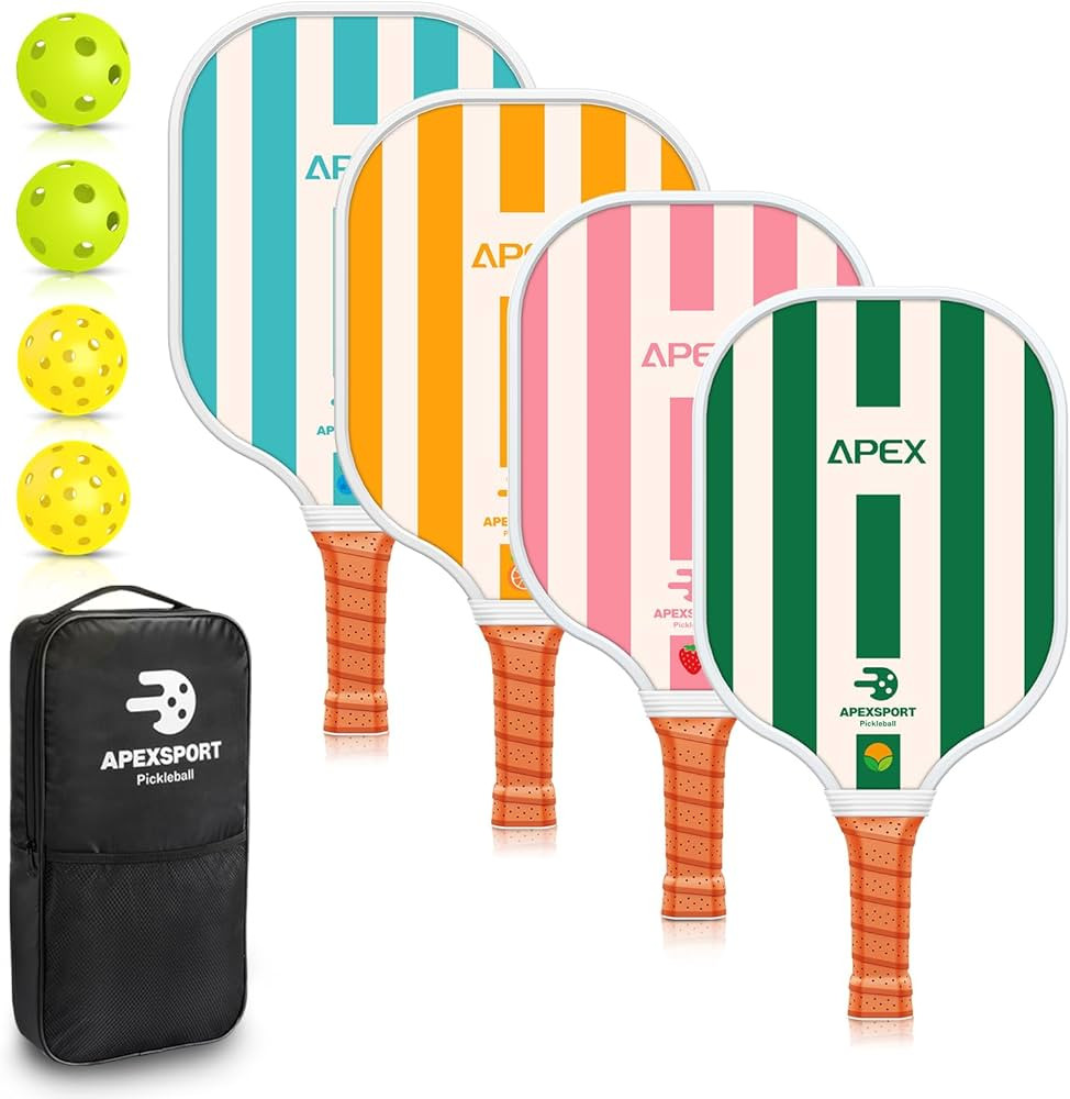 Pickleball Paddles Set of 2/4, USAPA Approved Lightweight Fiberglass Pickleball Set with 4 Pickle... | Amazon (US)