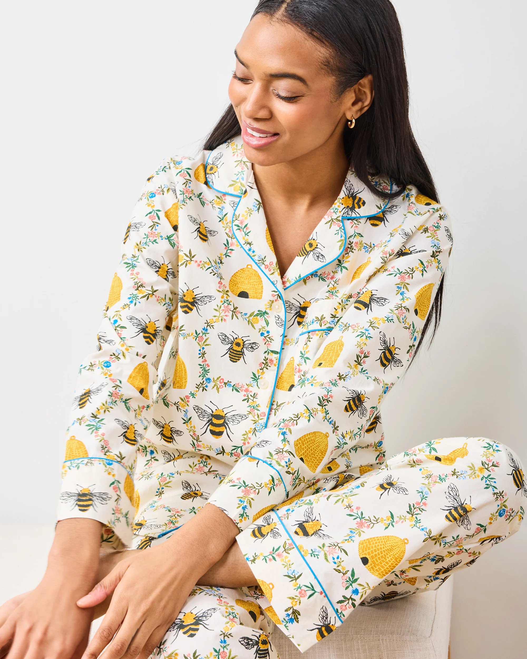 Sweet Bee - Tall Long PJ Set - Cream | Printfresh