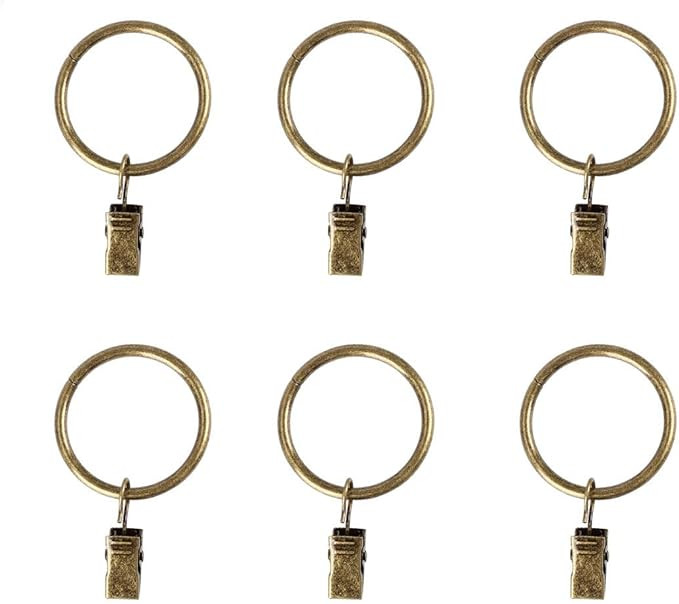 KANSPHY 28 Pack Drapery Curtain Clip Rings,Curtain Rod Eyelet Clip Ring-Antique Brass | Amazon (US)