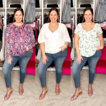 Plus Size Spring Tops Haul! Got all the of these tops from Walmart in a size 2X. I love the fit of the first (far left) but the other 2 were a little small in the chest (for reference I'm a 42DD) - so size up if unsure! I paired these tops with a pair of Madewell jeans (18) and some super cute flats from Walmart! 

#LTKSeasonal #LTKcurves #LTKFind