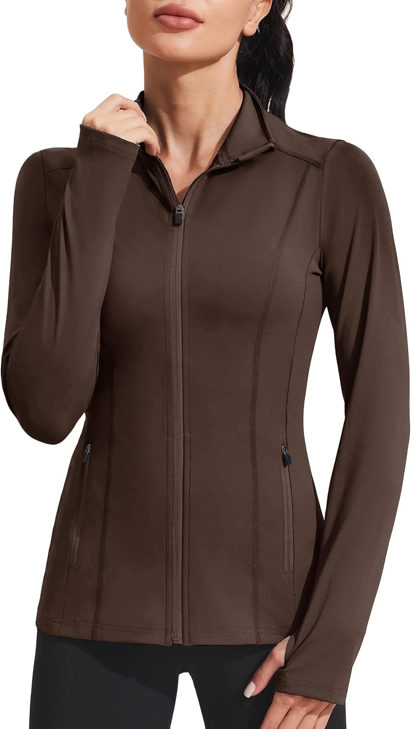 PINSPARK Women's Athletic Jackets Slim Fit Workout Jacket Full Zip Up | Amazon (US)