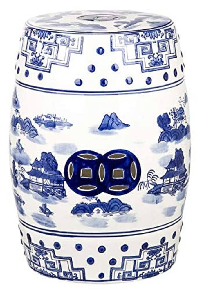 SAFAVIEH ACS4558A Gateless Mist Chinoiserie Ceramic Decorative Garden Stool, Blue | Amazon (US)