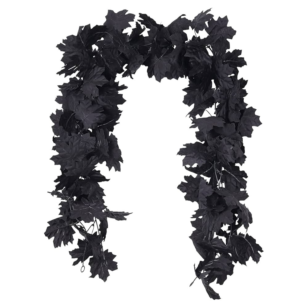 RECUTMS Fall Decor Black Garland, Black Decorations Halloween Garland, Fall Wall Hanging Maple Le... | Amazon (US)