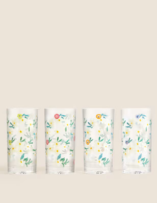 Set Of 4 Expressive Floral Picnic Highballs | Marks & Spencer (UK)