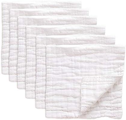 BEDELITE Muslin Burp Cloths 6 Pack Large 100% Cotton 6 Layers Hand Washcloths Extra Absorbent and... | Amazon (US)