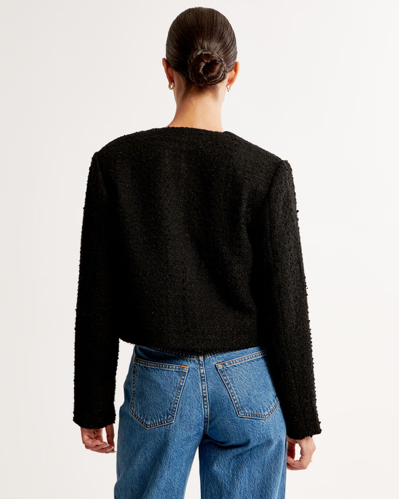 Collarless Tweed Jacket | Abercrombie & Fitch (US)