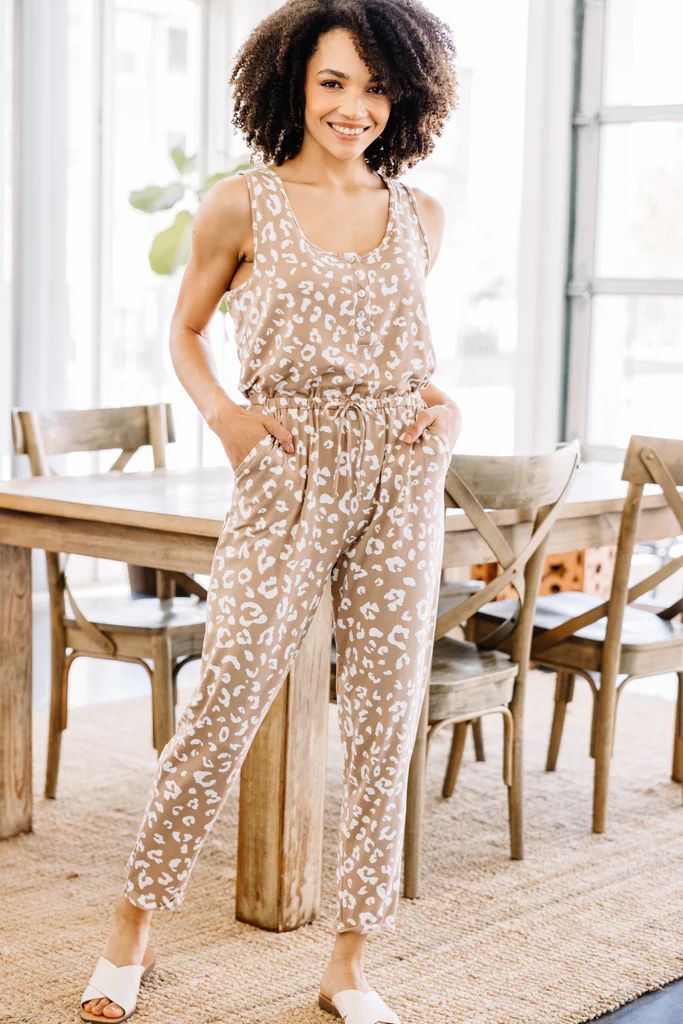 Revolves Around You Latte Brown Leopard Jumpsuit | The Mint Julep Boutique