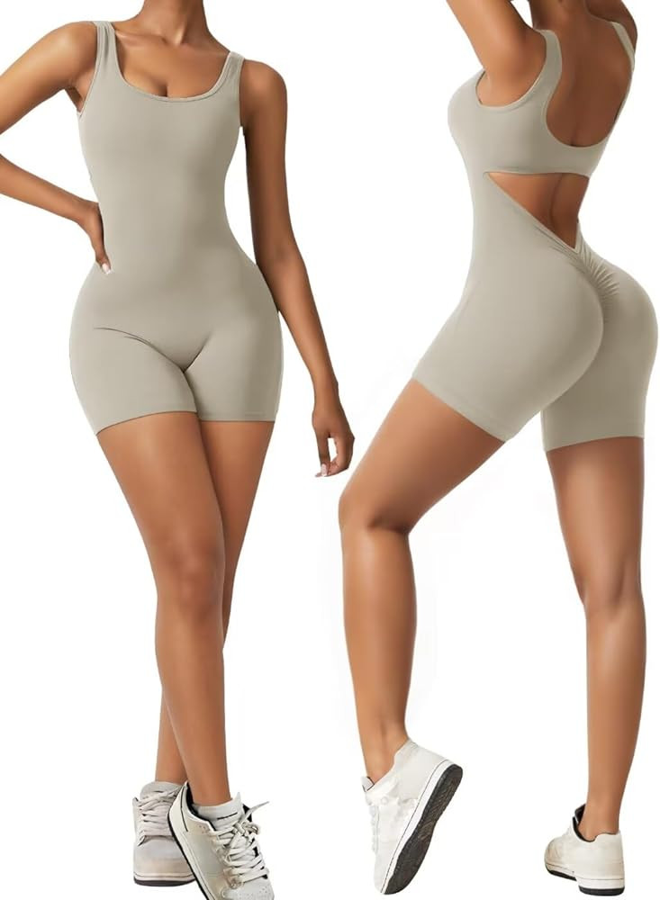 Vertvie Jumpsuits for Women Sexy Backless One Piece Jumpsuit Shorts Sleeveless Tummy Control V Ba... | Amazon (US)