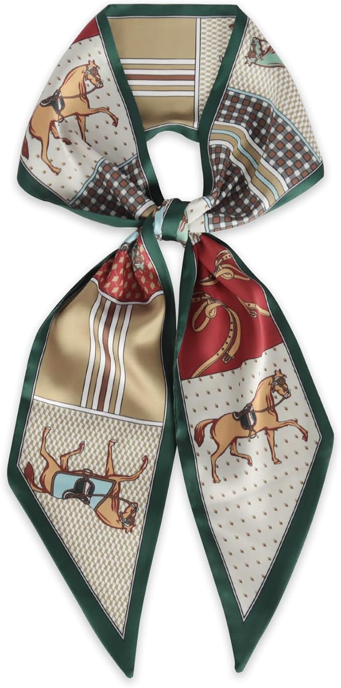 EXTREE Satin Scarf Mulberry Silk Printed Head Wrap Hair Band 7"" x 59""       Send to LogieInstan... | Amazon (US)