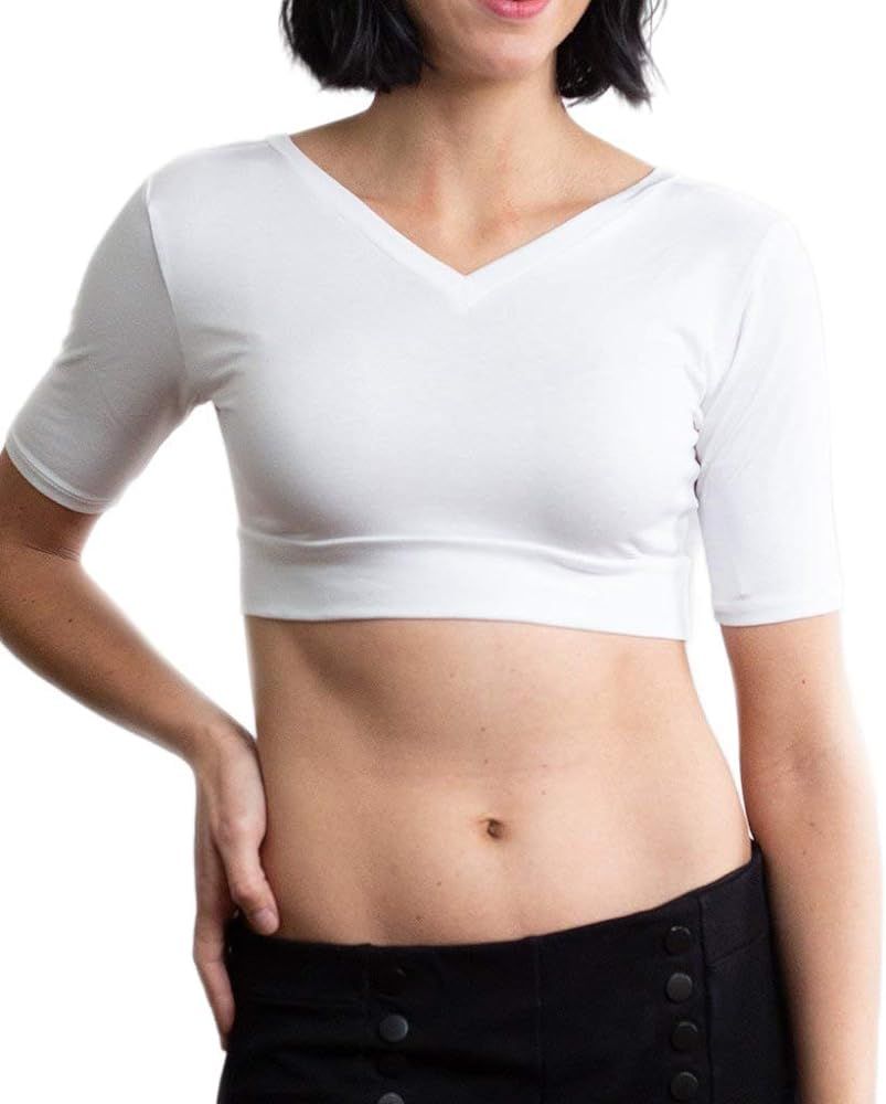 HALFTEE V Neck Elbow Sleeve Layering Tee | Crop Tops for Women & Teens | XS-3X | Amazon (US)