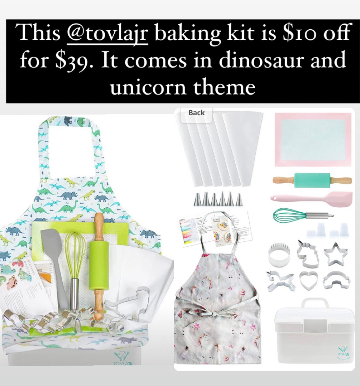 Tovla Jr. Kids Baking Gift Set with Storage Case - Dinosaur