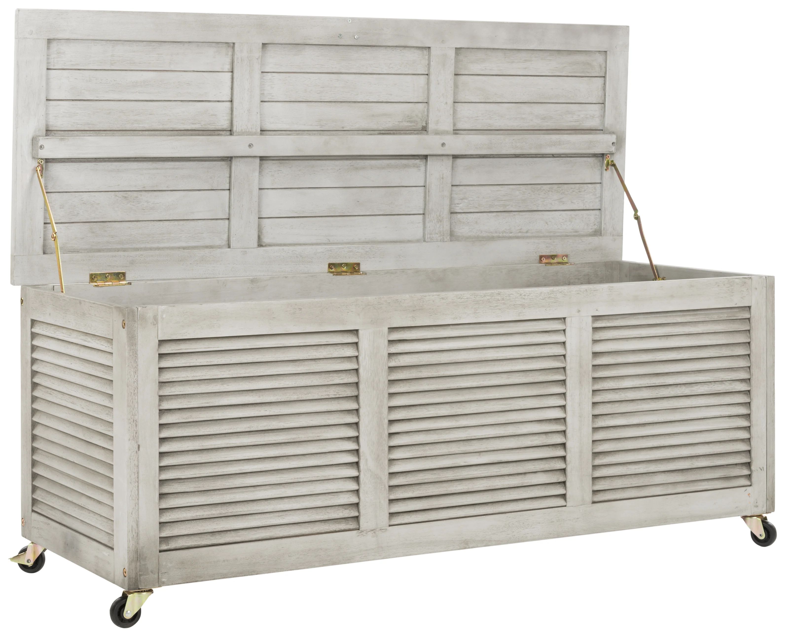 Birch Lane™ 50 Gallons Gallon Eucalyptus Solid Wood Deck Box with Wheels | Wayfair North America