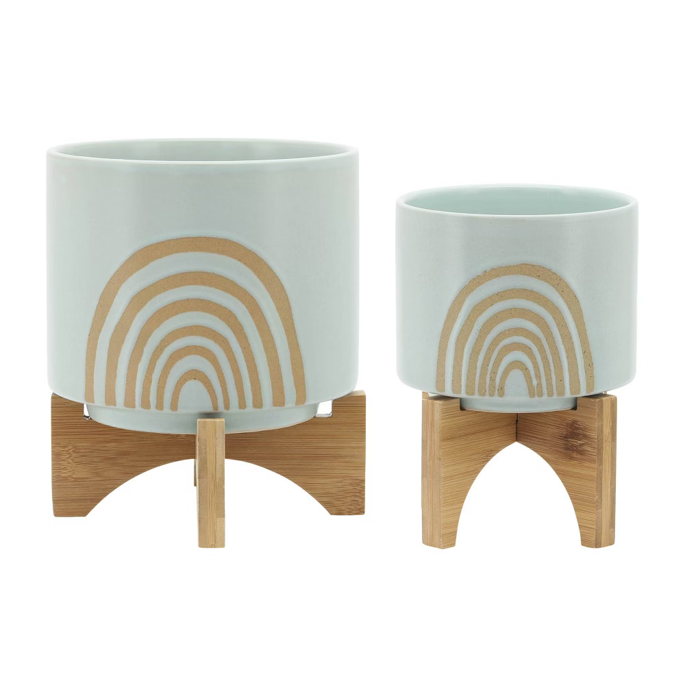 Set of 2 Arch Ceramic Planters with Stand Mint - Sagebrook Home | Target