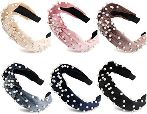 6 Pieces Retro Twisted Faux Pearl Headband Wide Head Hoop Decor for Women Girls (Style 1, Color S... | Amazon (US)