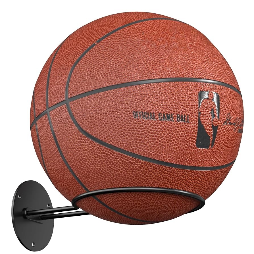 Ball Storage Holder Wall Mount: Black Room Decor for Basketball, Rugby, Soccer, Football, Basebal... | Amazon (US)